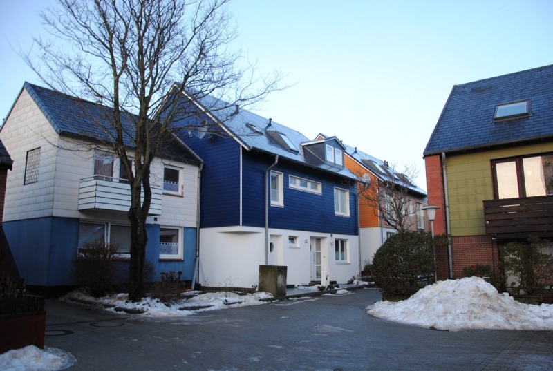Helgolands Oberland, die Schneedecke beginnt zu tauen