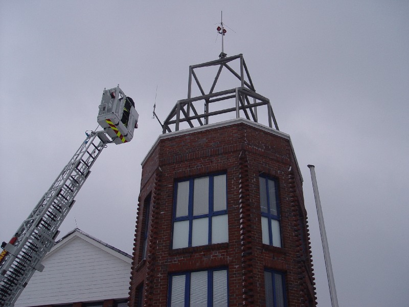 Das neue Fahrzeug der Freiwilligen Feuerwehr Helgoland. Ein Drehleiterwagen.