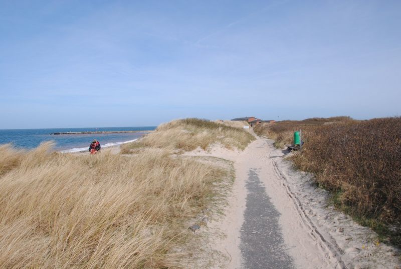 Der in einer Art Hohlgasse angelegte Weg in den Dünen am Nordstrand Helgolands vom Jägerstieg bis zur Jugendherberge.