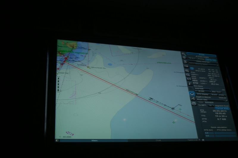 Windcat 101 die GPS-Navigationsanzeige im Fahrgastraum.