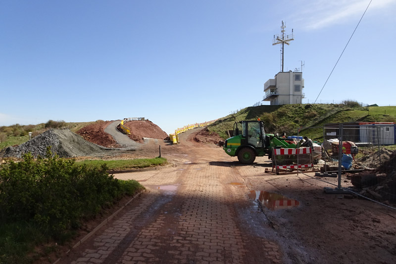 Baustelle Sanierung Autoberg/E-Karrentunnel auf Helgoland.