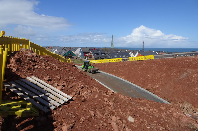 Baustelle Sanierung Autoberg/E-Karrentunnel auf Helgoland.