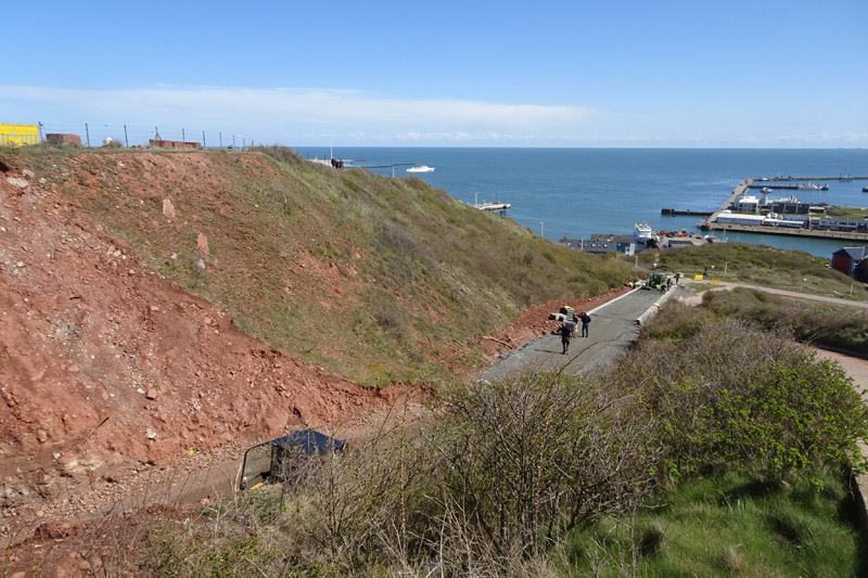 Baustelle Sanierung Autoberg/E-Karrentunnel auf Helgoland.