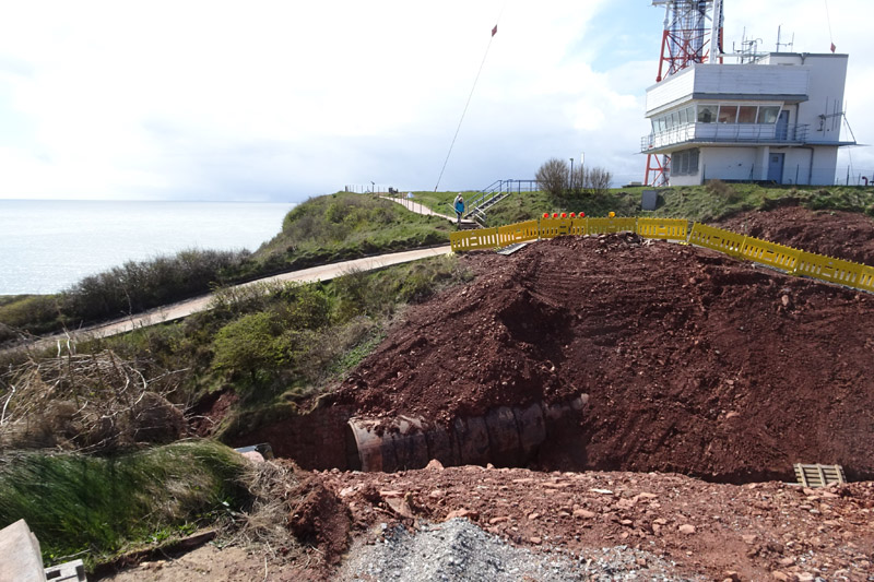 Baustelle Sanierung Autoberg/E-Karrentunnel auf Helgoland.