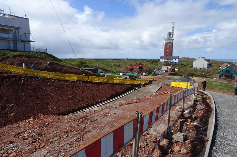 Baustelle Sanierung Autoberg/E-karrentunnel auf Helgoland.