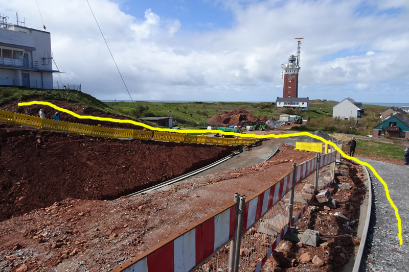 Baustelle Sanierung Autoberg/E-Karrentunnel auf Helgoland.