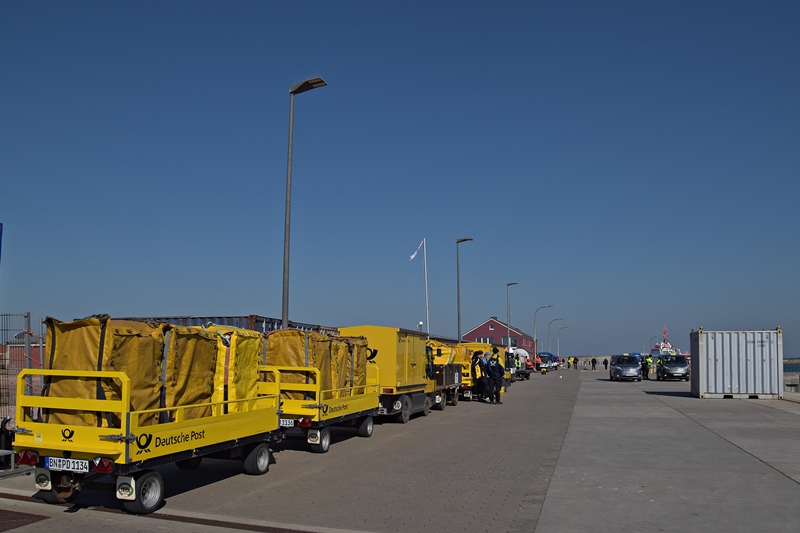 Post-Transport auf Helgoland.