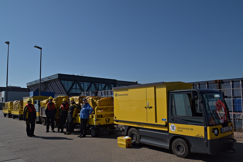 Post-Transport auf Helgoland.