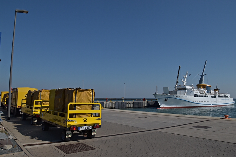 Post-Transport auf Helgoland.