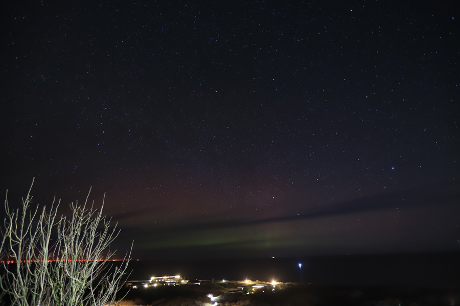 Polarlicht von Helgoland aus gesehen am 16.3.2023, zwischen 0 und 1:30 Uhr.