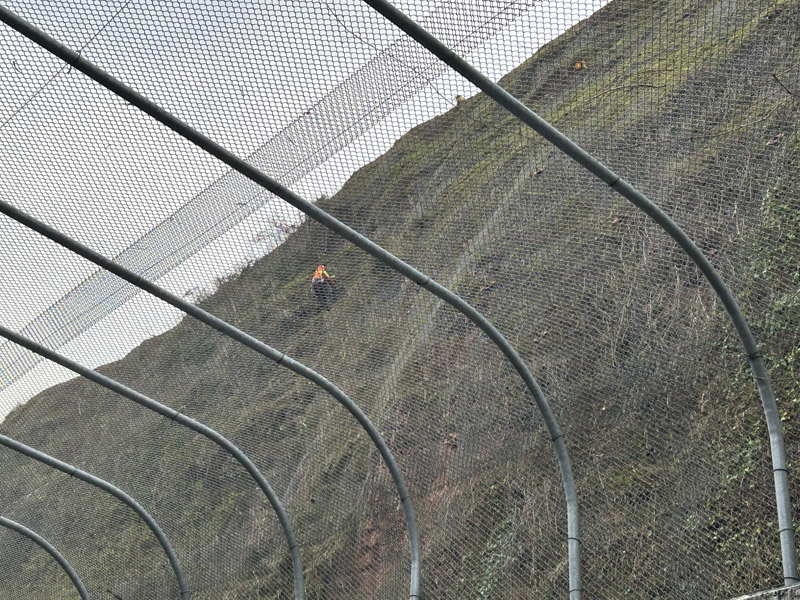 Wartungsarbeiten an der Felssicherung der Ostklippe zwischen Fahrstuhl und Hein Meck Treppe.