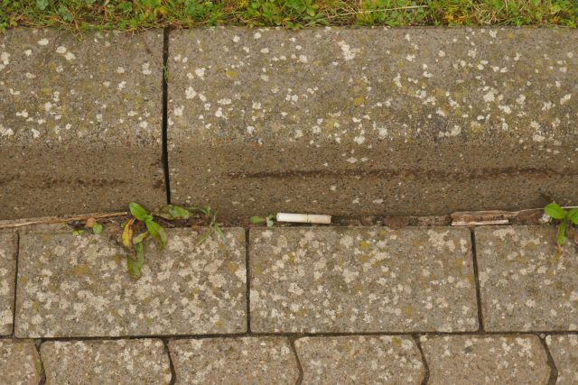 Zigarettenkippen am Autoberg auf Helgoland.