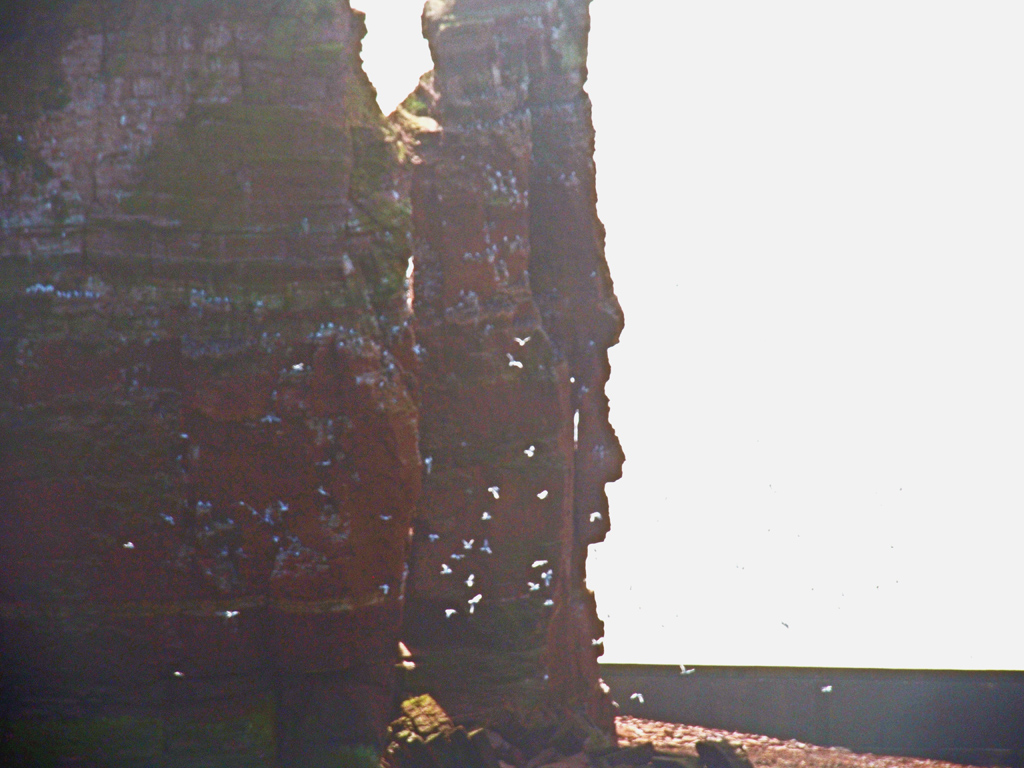 Die Kurze Anna Helgolands n&ouml;rdlich vom Wasser aus gesehen hat einen Spalt.