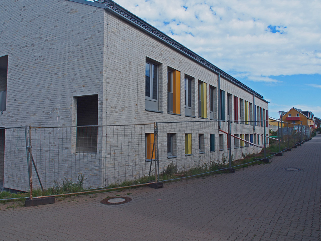 Der noch nicht fertiggestellte Neubau der Kindertagesst&auml;tte auf Helgoland.