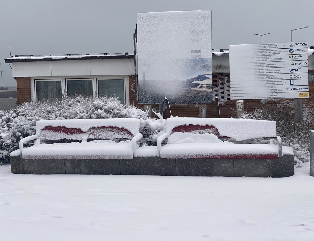 Schnee auf Helgoland im Jahr 2021.