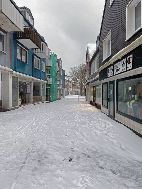 Schnee auf Helgoland im Jahr 2021.