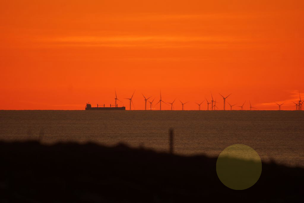 Der n&auml;chtliche Westhimmel mit Zodiakallicht von Helgolaand aus gesehen.