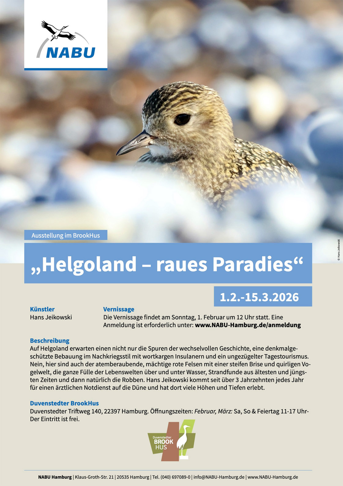 Plakat zur Ausstellung Helgoland - raues Klima von Hans Jeikowski in Duvenstedt.