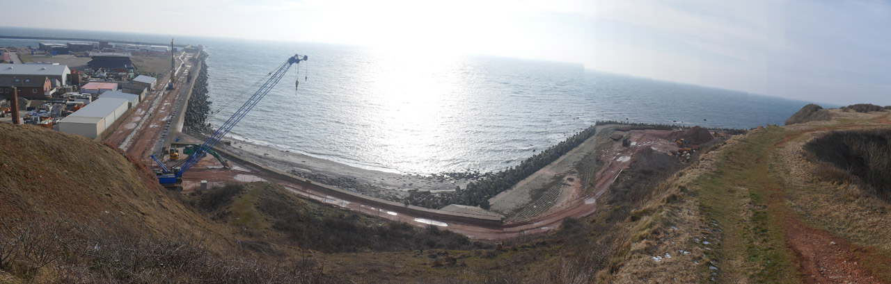 DPanoramafoto vom Kringel auf Helgoland in einer Sanierungsphase.