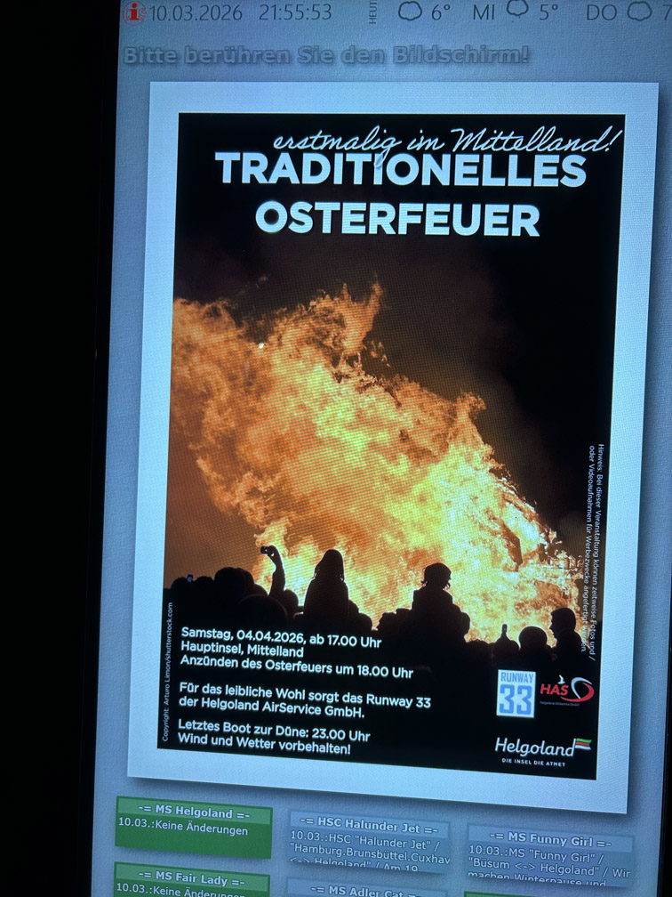 Plakat zum Osterfeuer 2026 auf Helgoland.